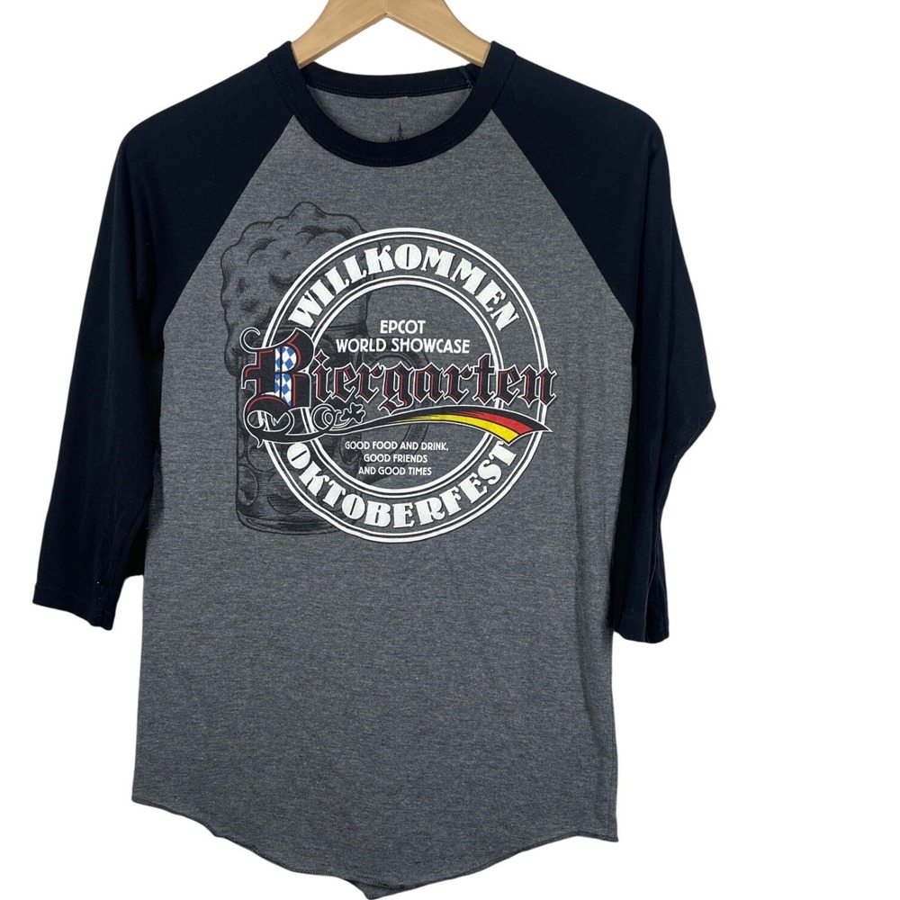 Disney Parks Epcot World Showcase Biergarten Oktoberfest Raglan Shirt Small Gray